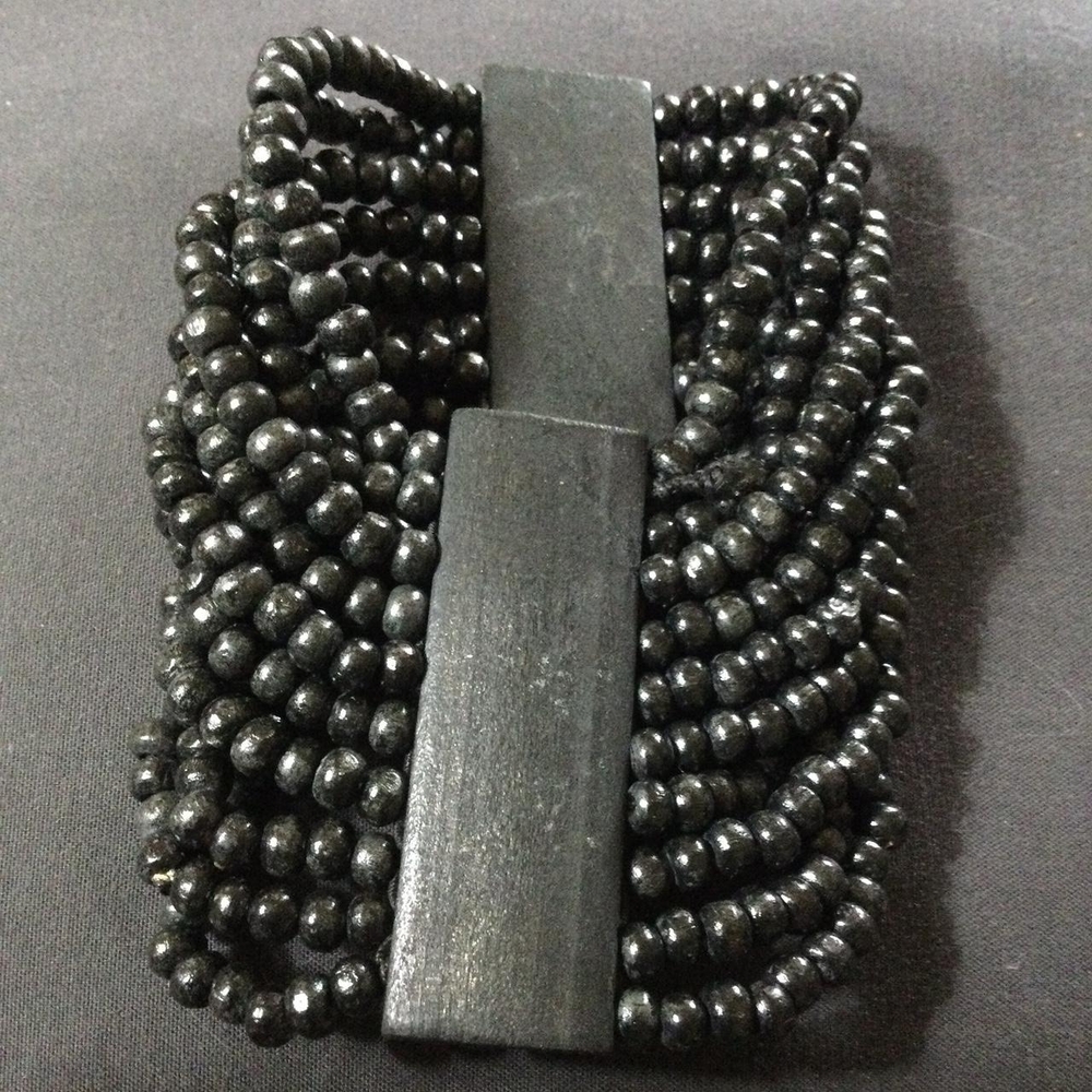 Black Multi-Strand Beaded Stretch Bracelet